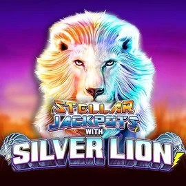Jackpots logo of Stellar Jackpots with Silver Lion from Lightning Box Game at Spinogrino Casino